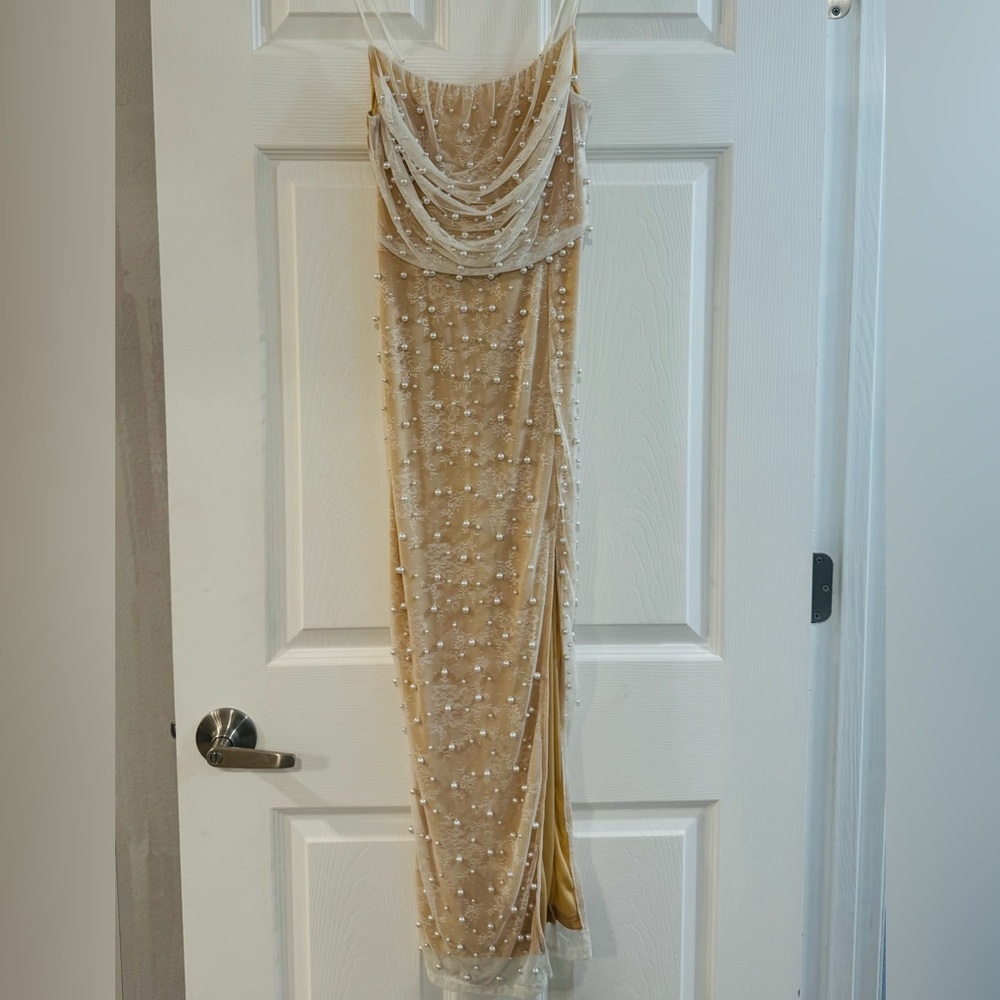 SHEIN Nude-Pearl Holiday Dress